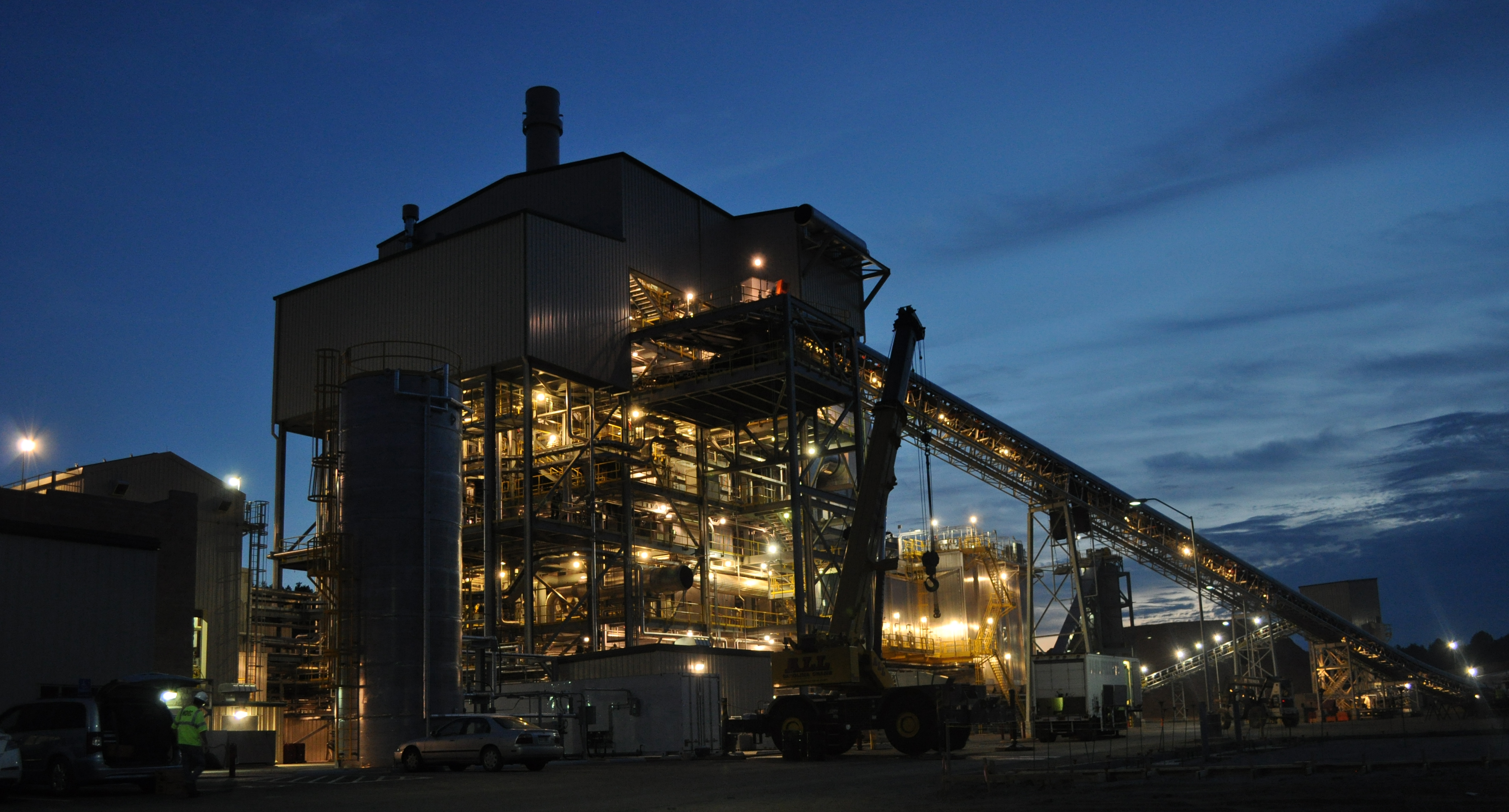 NOVEC biomass plant at night